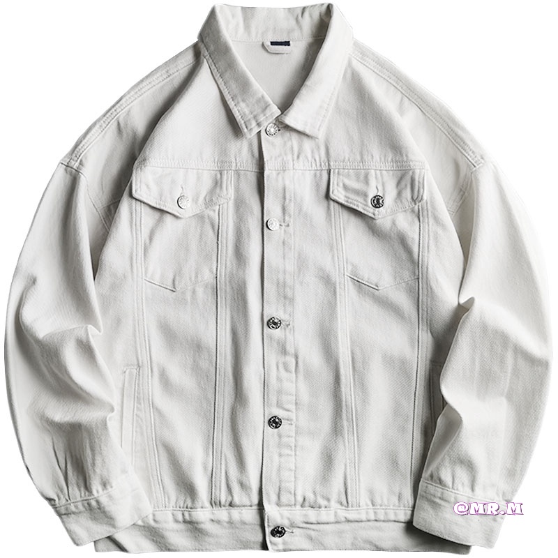 Áo khoác denim dáng rộng thời trang cơ bản cho nam nữ màu trơn