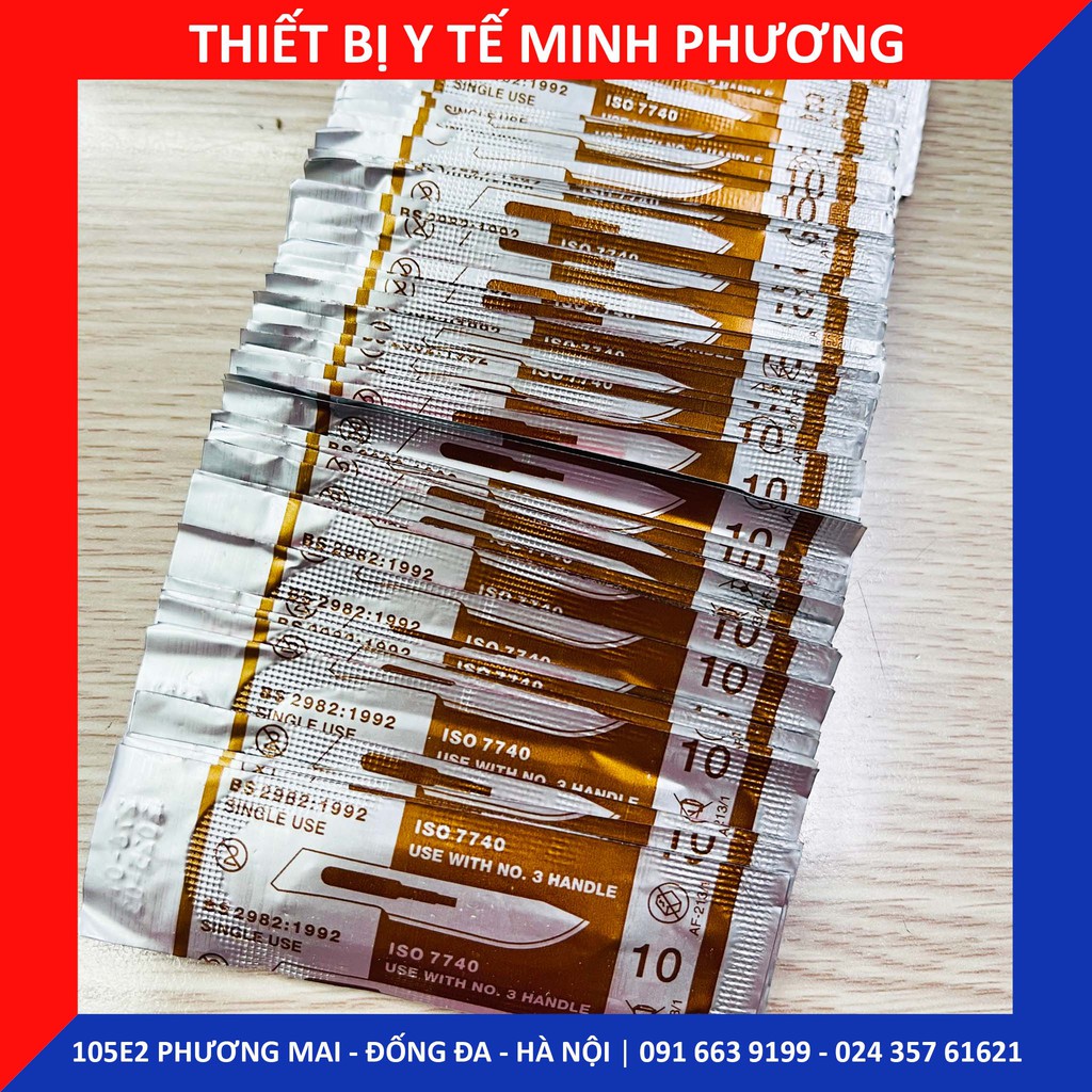 Lưỡi dao mổ Ấn Độ KIATO các số 10, 11, 15, 20 hộp 100 cái