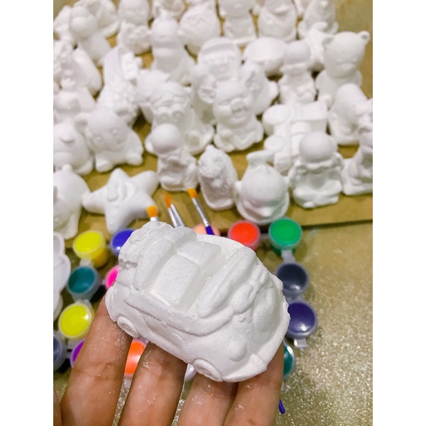 50 tượng tô màu 4-5cm + 4 vỉ màu + 4 cọ + 2 khay _ Dikids shop