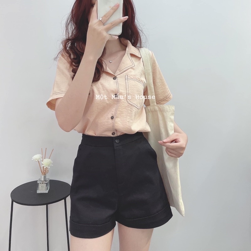 Quần đùi kaki lật lai