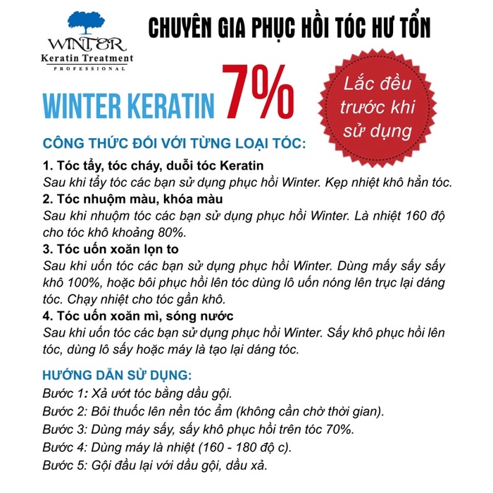 Phục hồi tóc WINTER - KERATIN 500ML, 1000ML - Phục hồi tóc tẩy, tóc cháy, tóc hư tổn nặng