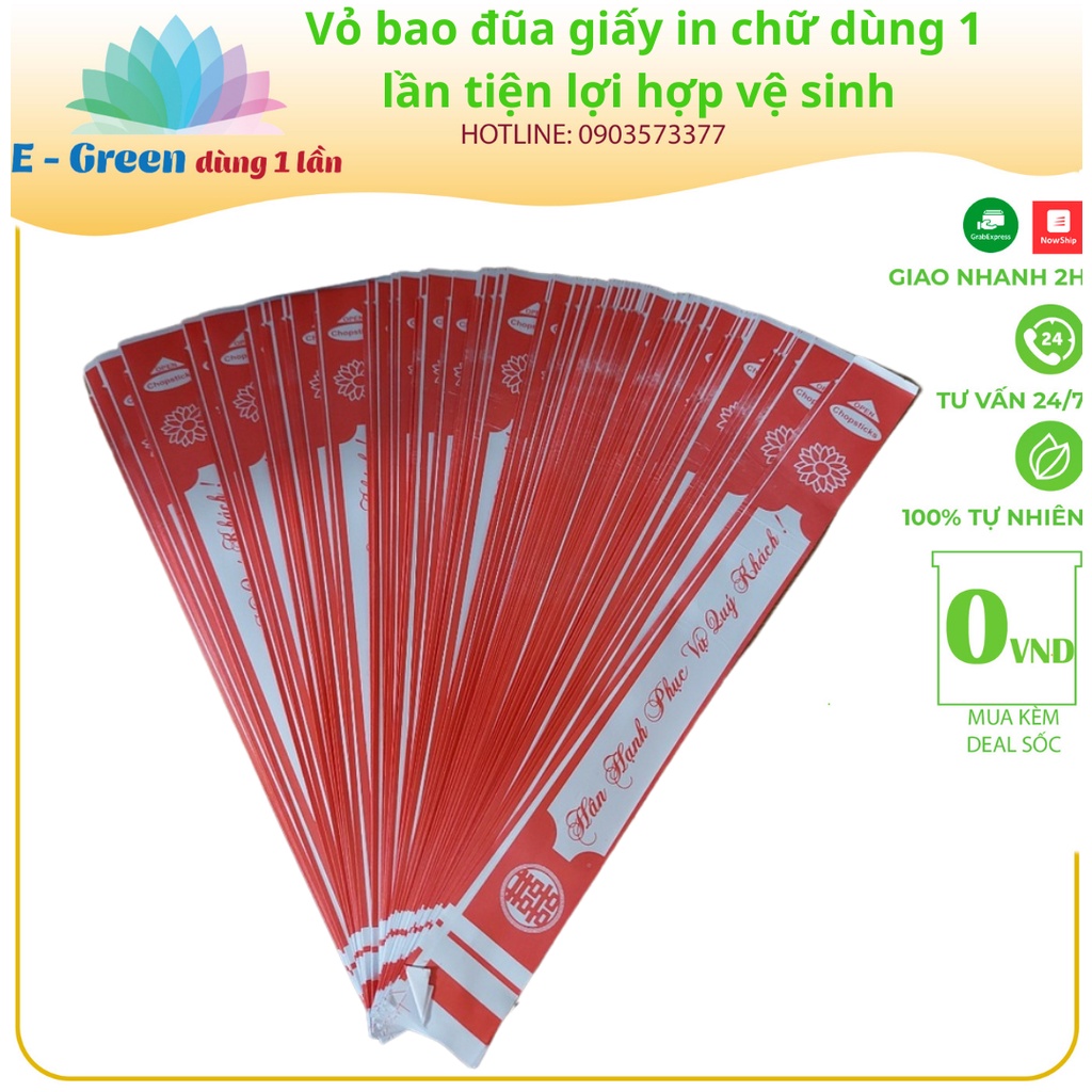 Bịch 100 Cái bao sỏ đũa dùng 1 lần tiện lợi hợp vệ sinh Kích Thướt 29 x 2.5cm - Egreendùng1lần