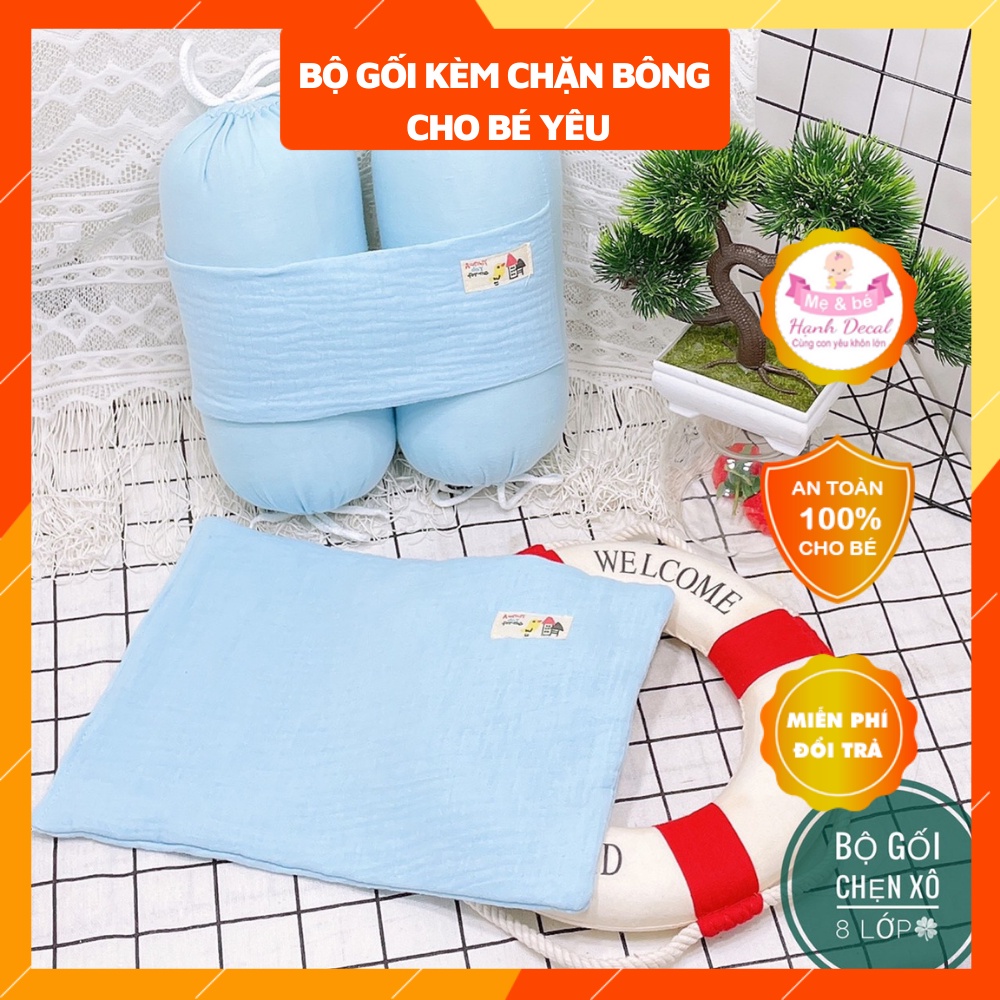 Bộ Chặn Bông Chống Giật Mình 8 Lớp Kèm Gối Họa Tiết Thêu Chất Liệu Xô Mềm Mại.