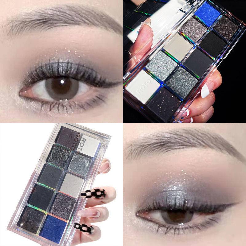 Bảng Phấn Mắt Ánh Ngọc Trai Lấp Lánh Trang Điểm Mắt Khói Màu Bạc / Xanh Dương / Đen / Xám