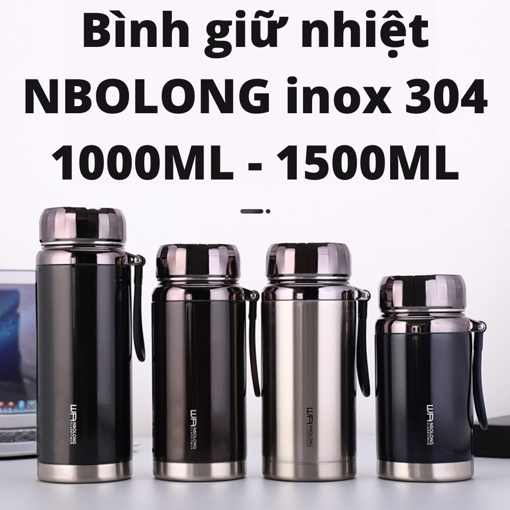 Bình Giữ Nhiệt Đến 15 Giờ Inox 304 Giữ Nóng Lạnh NBOLONG 1000-1200-1500ml Họa Tiết Kim Cương Cao Cấp