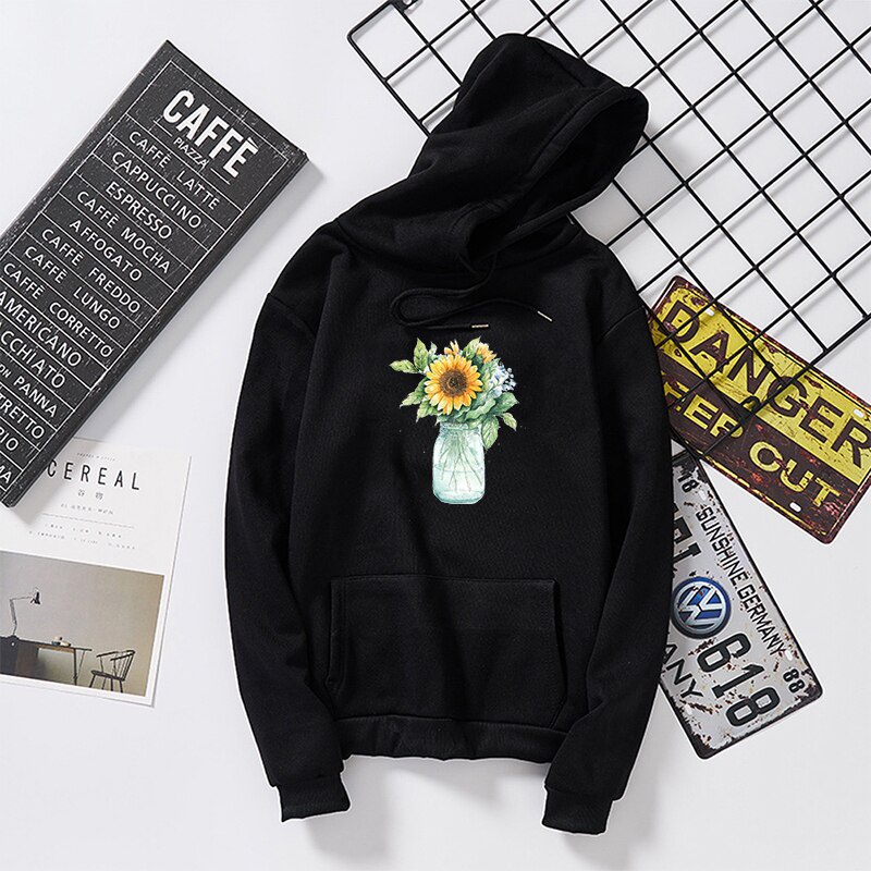 Áo Hoodie In Hình Hoa Hướng Dương Phong Cách Harajuku Hàn Quốc 2019 Cho Nữ