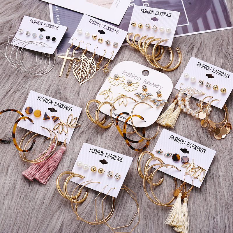 Bộ 6 cặp khuyên tai AY thời trang dành cho nữ