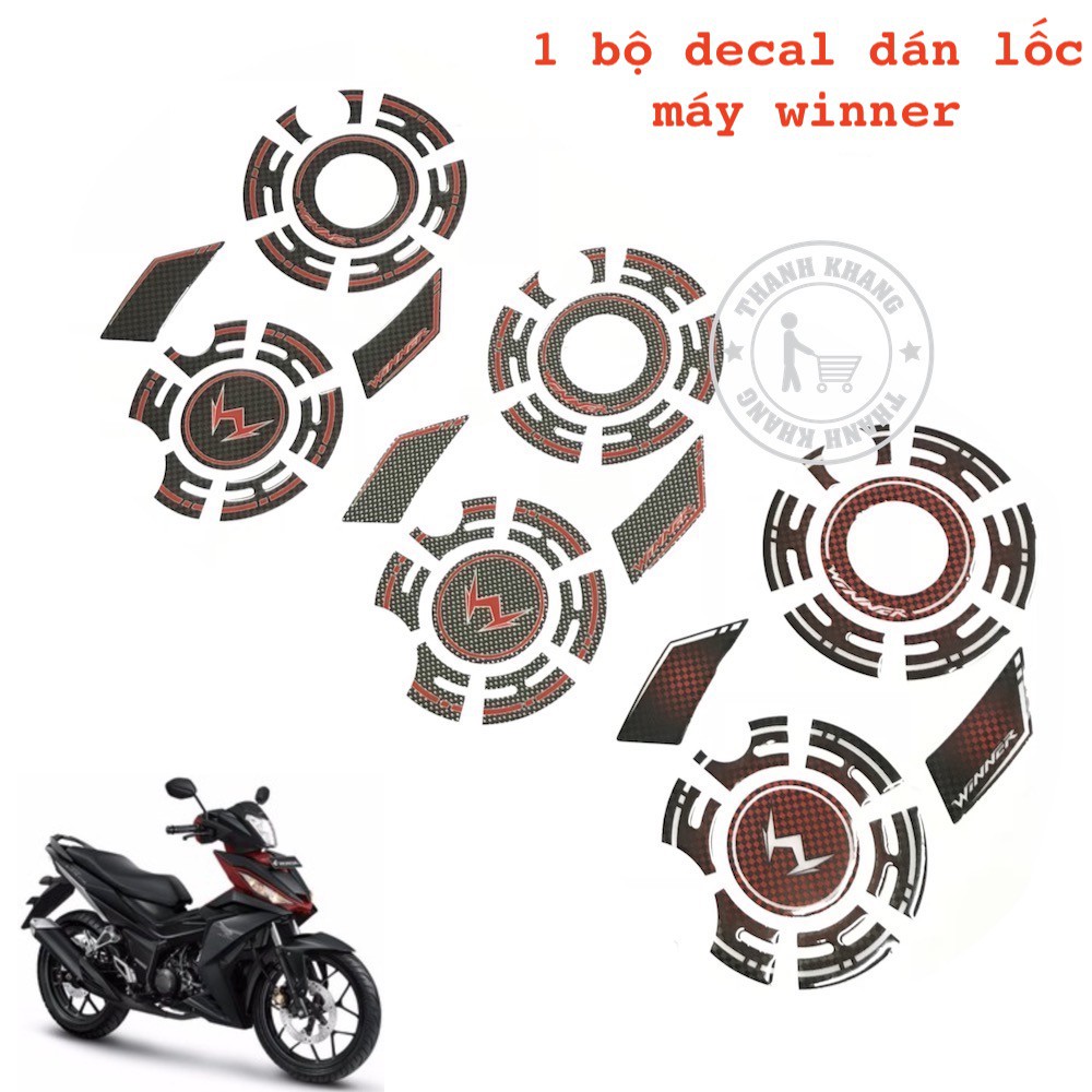 Decal 3D dán lốc máy WINNER 150 thanh khang màu đỏ tặng led demi đổi 7 màu 006000963  003000005