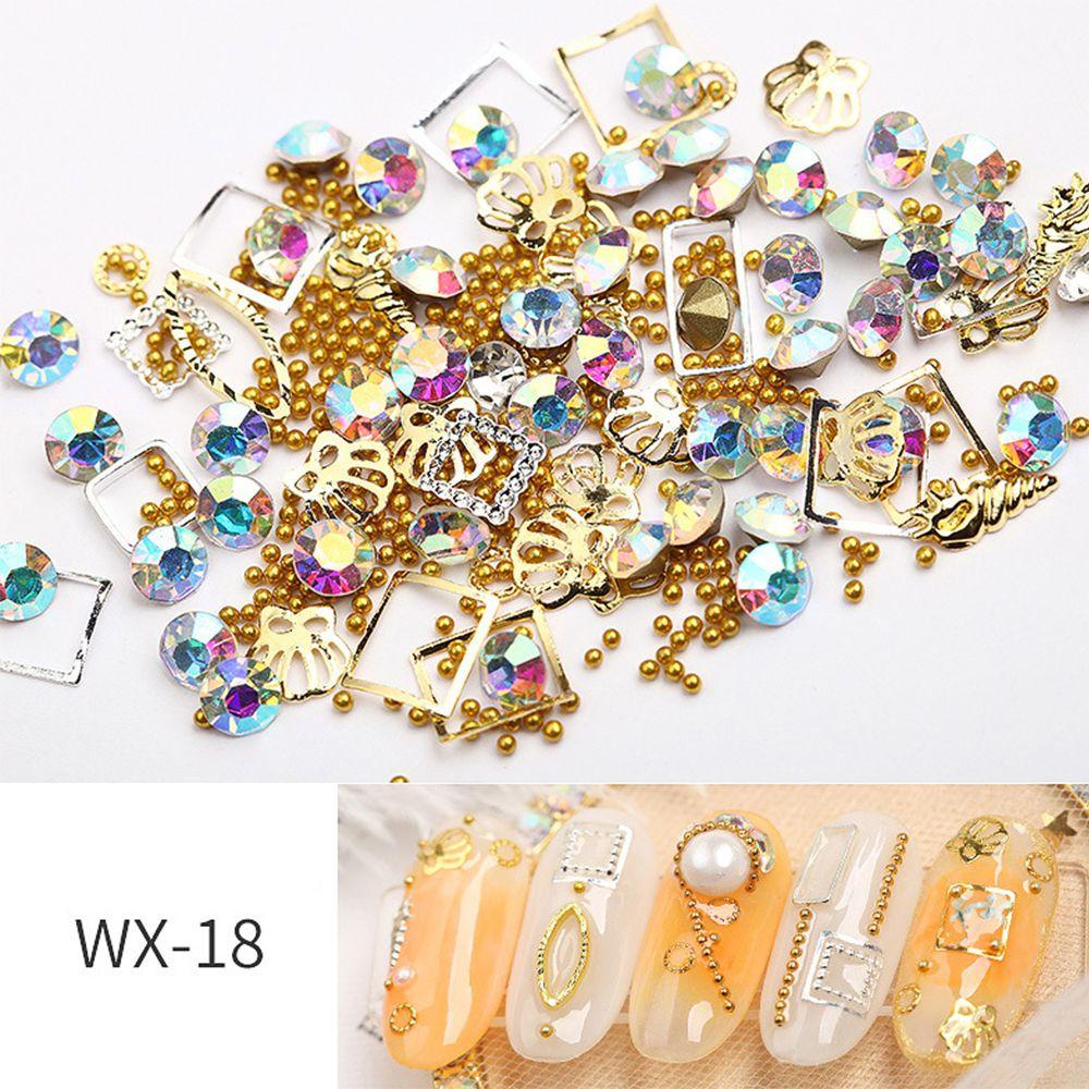 Móng Tay Giả DARON|Vương Miện Holographic Hình Học Làm Móng|Miếng Dán Trang Trí Móng Tay 3D Lấp Lánh Thời Trang