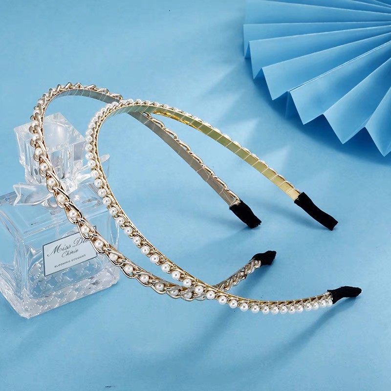 Bờm tóc ngọc trai giả phong cách hot trend Hàn quốc