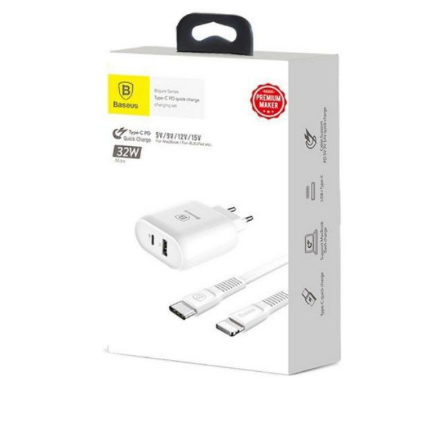 Bộ sạc nhanh Baseus Bojure Type C PD + U Quick charge 32W iPhone / IPad / MacBook chính hãng / MuaLeGiaRe