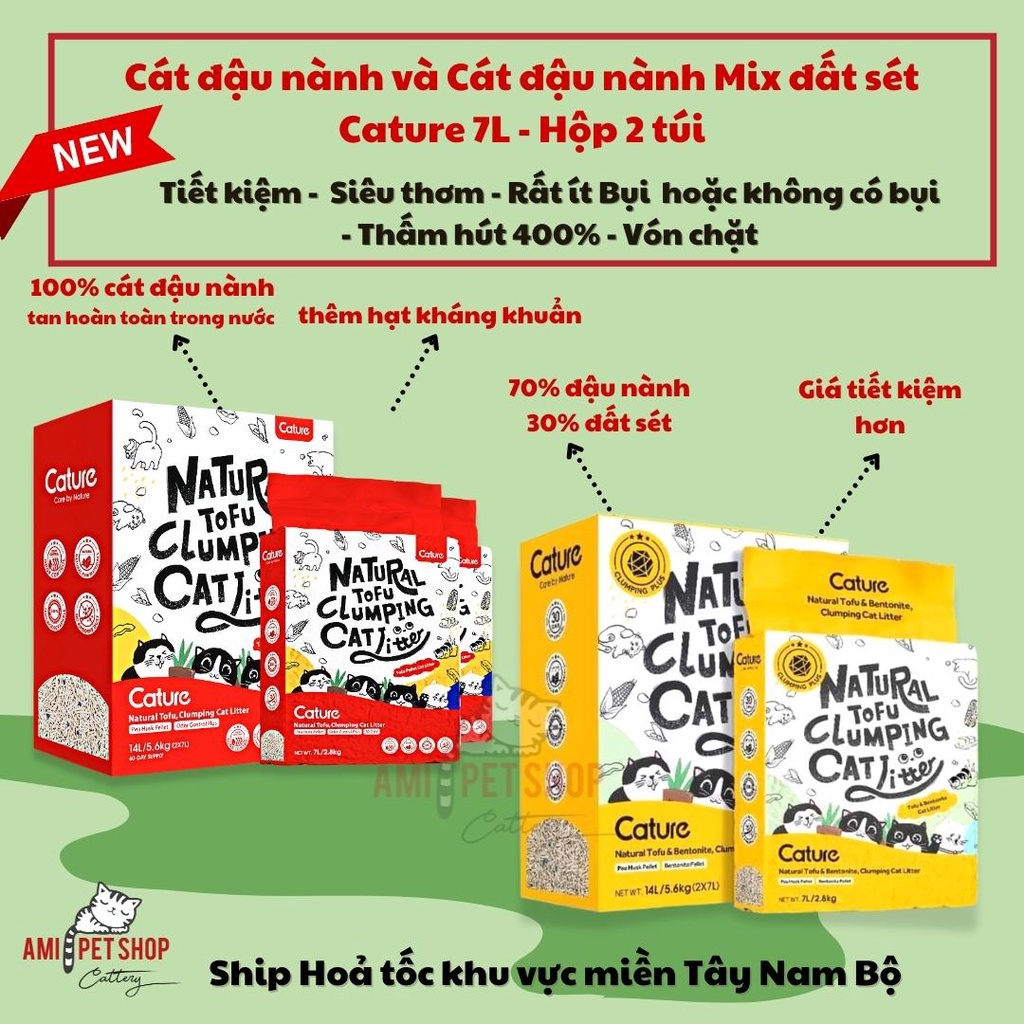 CÁT ĐẬU NÀNH VÀ MIX ĐẤT SÉT CATURE TÚI 6L VÀ 7L - SHIP HỎA TỐC