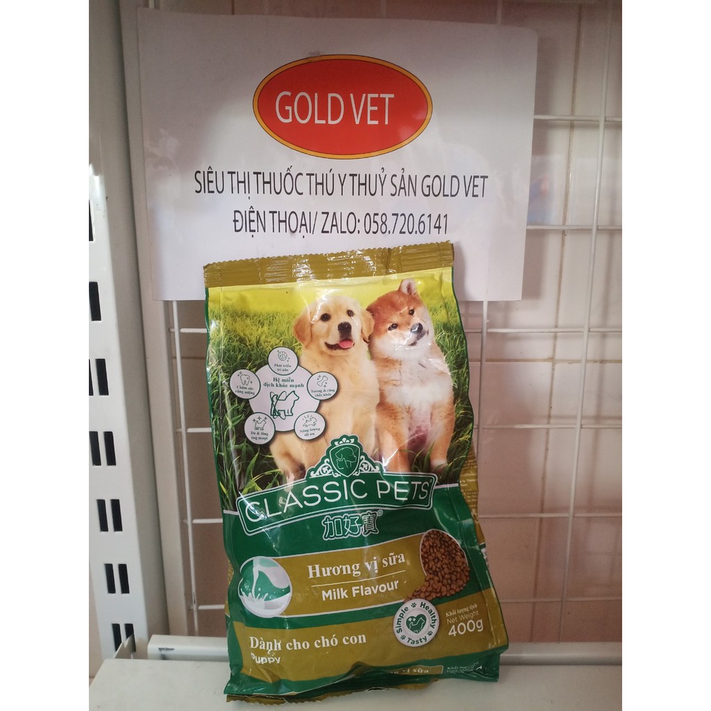 [Giá rẻ] Thức Ăn Cho Chó Con Classic Pets Vị Sữa Hạt Khô Gói 400G