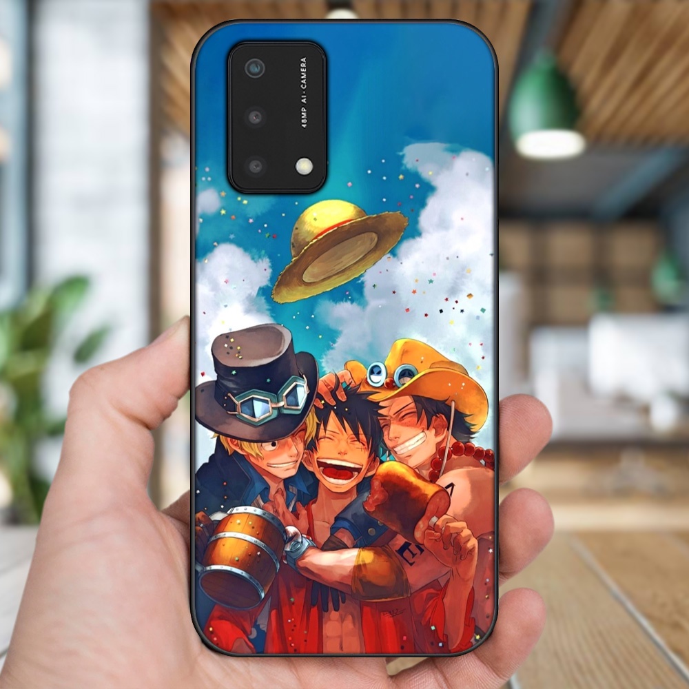 Ốp lưng Oppo A74, A93 5G, A95 viền đen in hình Ace One Piece
