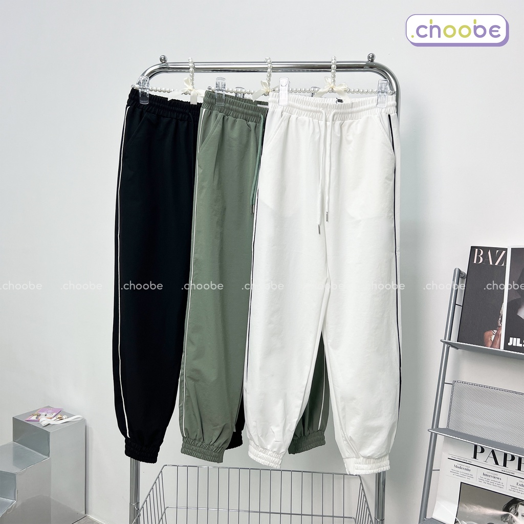 Quần jogger nữ Choobe bom vải gió mịn chất nhẹ chống nhăn cạp chun năng động cá tính thể thao tập gym Q65