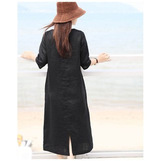 Đầm Linen cổ tim ( Hàng thiết kế + chất linen bột)