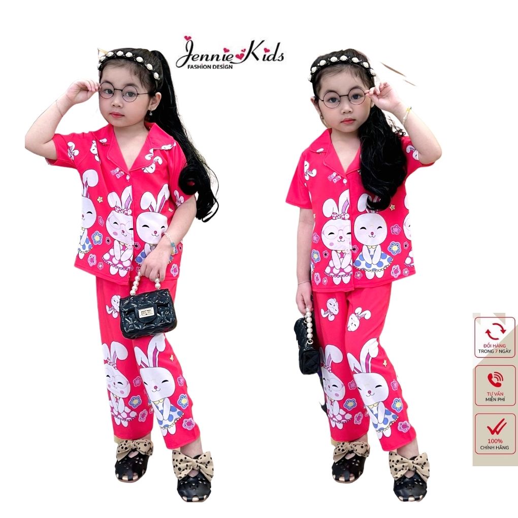Đồ bộ bé gái, bộ bé gái pijama tay ngắn 5 tuổi cotton lụa Jennie kids J460