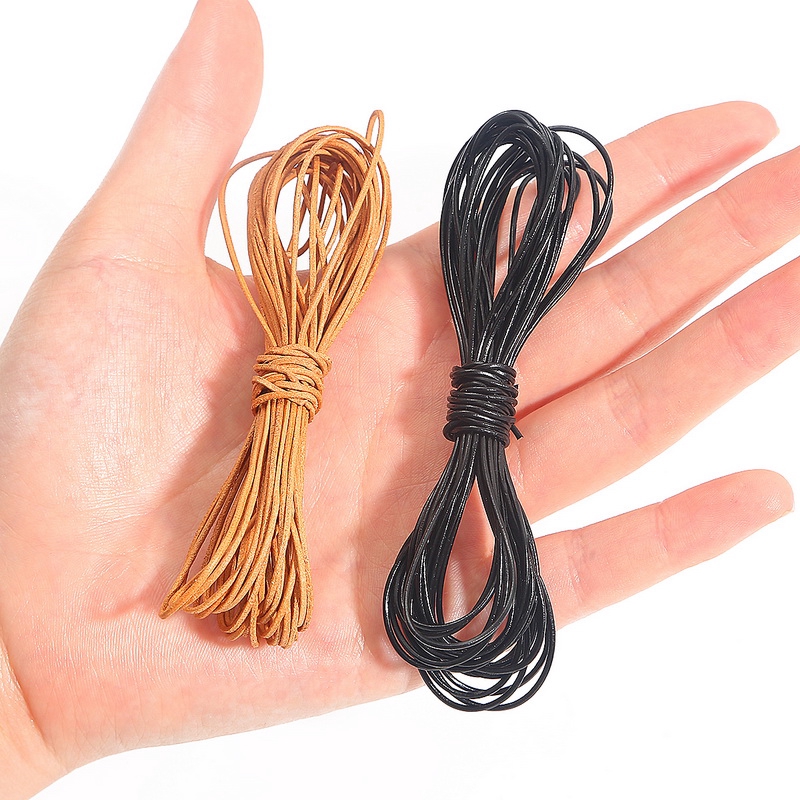 Dây tròn bằng da bò 1-6mm thiết kế 3 màu để làm đồ trang sức/vòng tay