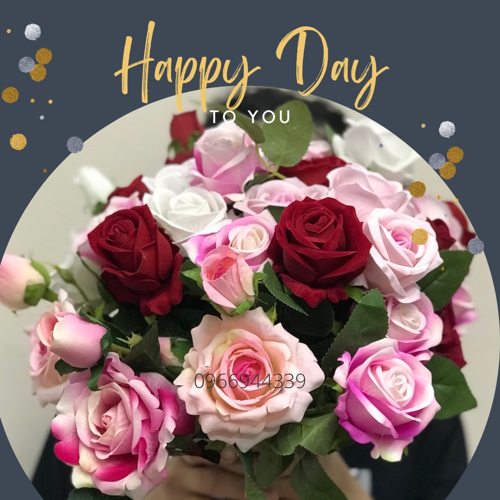 [ẢNH SHOP CHỤP] Hoa hồng Nhiều màu Cành dài 51cm - Trang trí Tết Valentine Sinh Nhật Quà tặng Wedding
