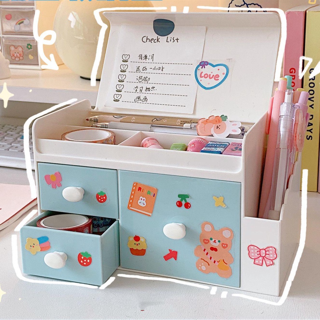 Hộp Đựng Bút / Mỹ Phẩm Sức Chứa Lớn Để Bàn Tiện Dụng Cho Văn Phòng / Trường