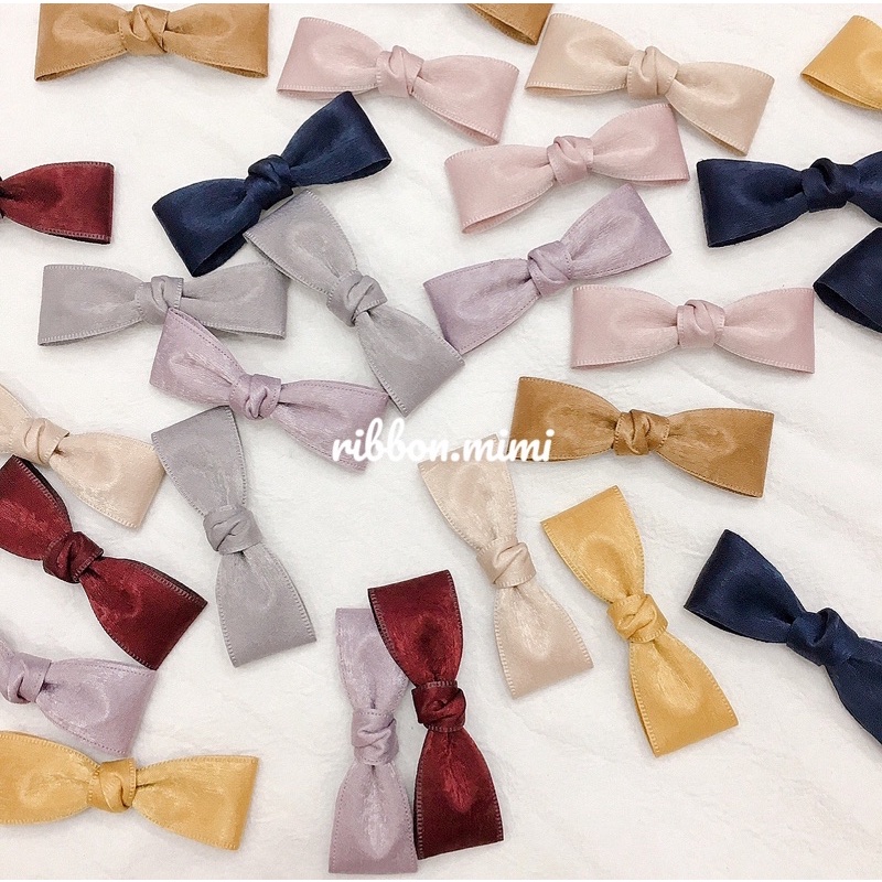 [ Hàng Thiết Kế ] Kẹp Tóc Mái Nơ Đơn Gỉan Handmade Cao Cấp Ribbon.mimi Lolly cột / kẹp