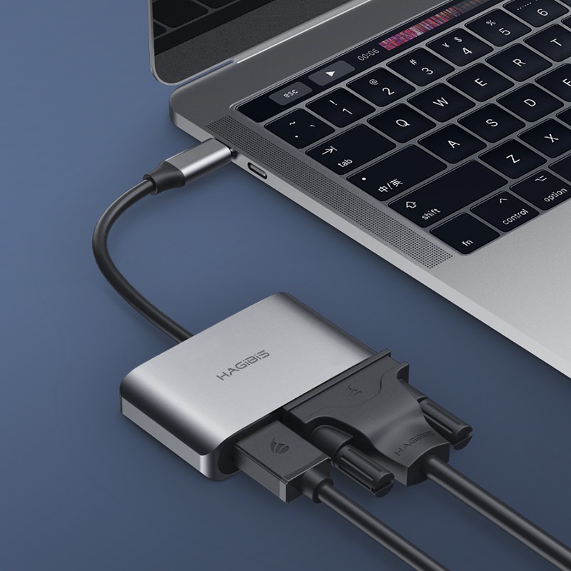 [Mã 159ELSALE hoàn 7% xu đơn 300K] Cổng chuyển đổi Hagibis 2in1 USB-C to HDMI/VGA 4K