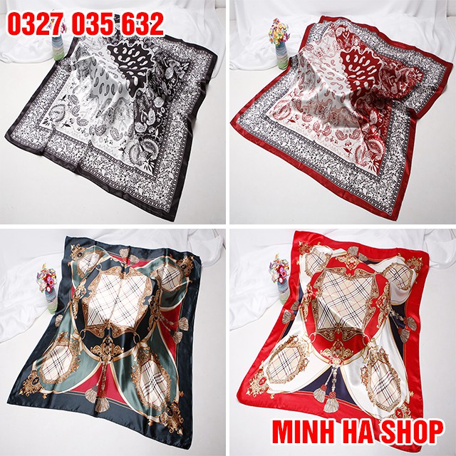 Khăn Lụa Vuông 90x90 Turban Quàng Cổ, Làm Áo Yếm - Bandana Thời Trang Đội Đầu