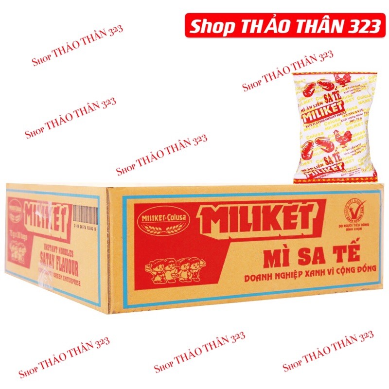 Thùng 30 Gói Mì Miliket / Mì Vị Hương Sa Tế Tôm Gà