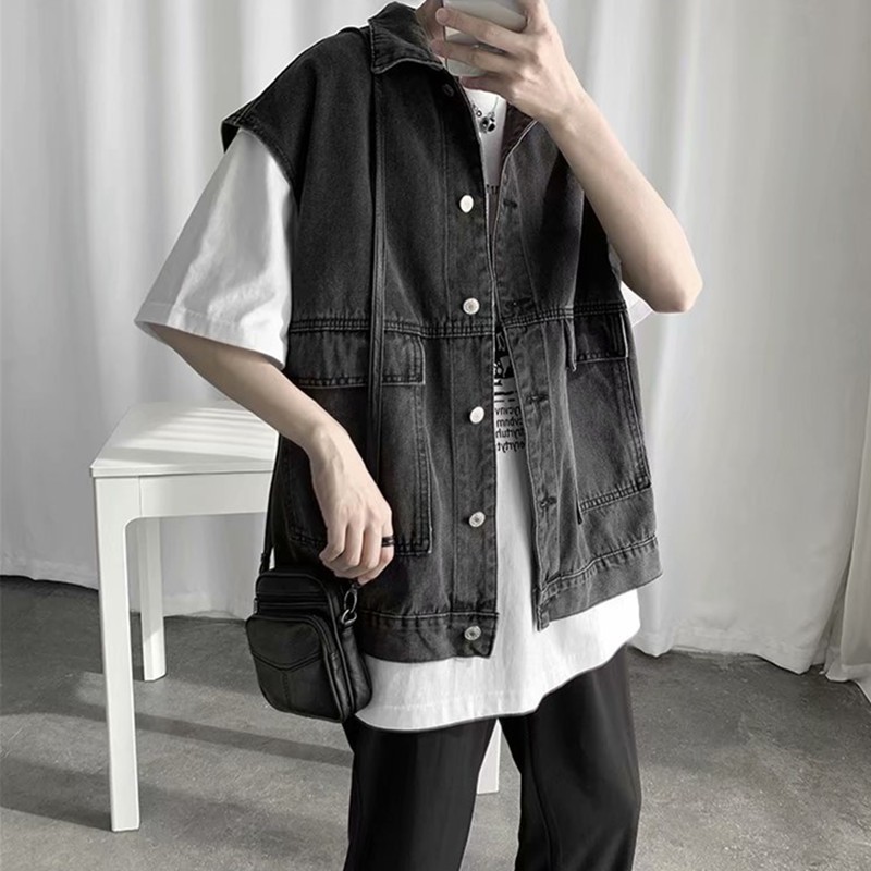 Áo Khoác Denim Sát Nách Form Rộng Thời Trang Dành Cho Nam | BigBuy360 - bigbuy360.vn