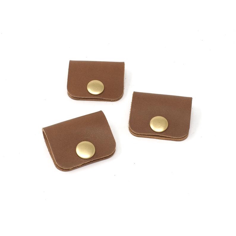 Cuộn tai nghe, cáp sạc da thật handmade khuy bấm
