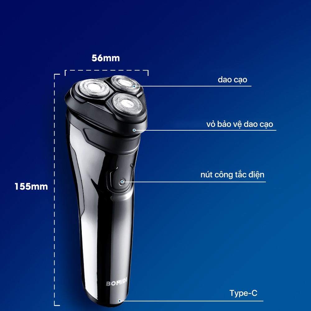 Máy cạo râu đa năng BOMIDI M3 - cạo ướt và khô, tiếng ồn 67db