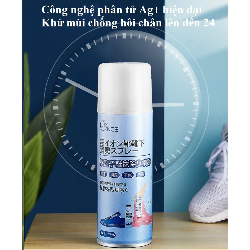 Chai Xịt Khử Mùi Giày Dép, Chống Hôi Chân, Diệt Khuẩn Hiệu Quả Đến 24h Dung Tích 260ml