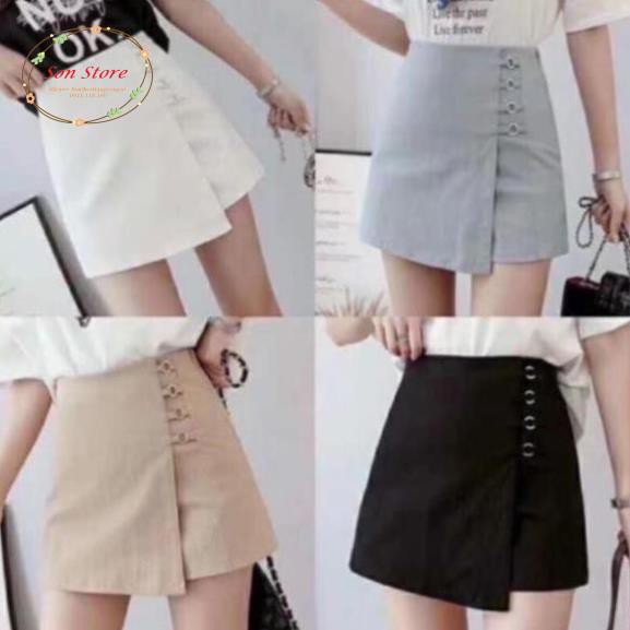 Quần giả váy vạt trước kèm khuyên tròn | BigBuy360 - bigbuy360.vn