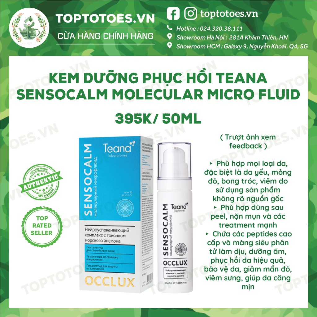 Kem dưỡng Teana Sensocalm Molecular Micro Fluid 50ml làm dịu, dưỡng ẩm, phục hồi sâu da
