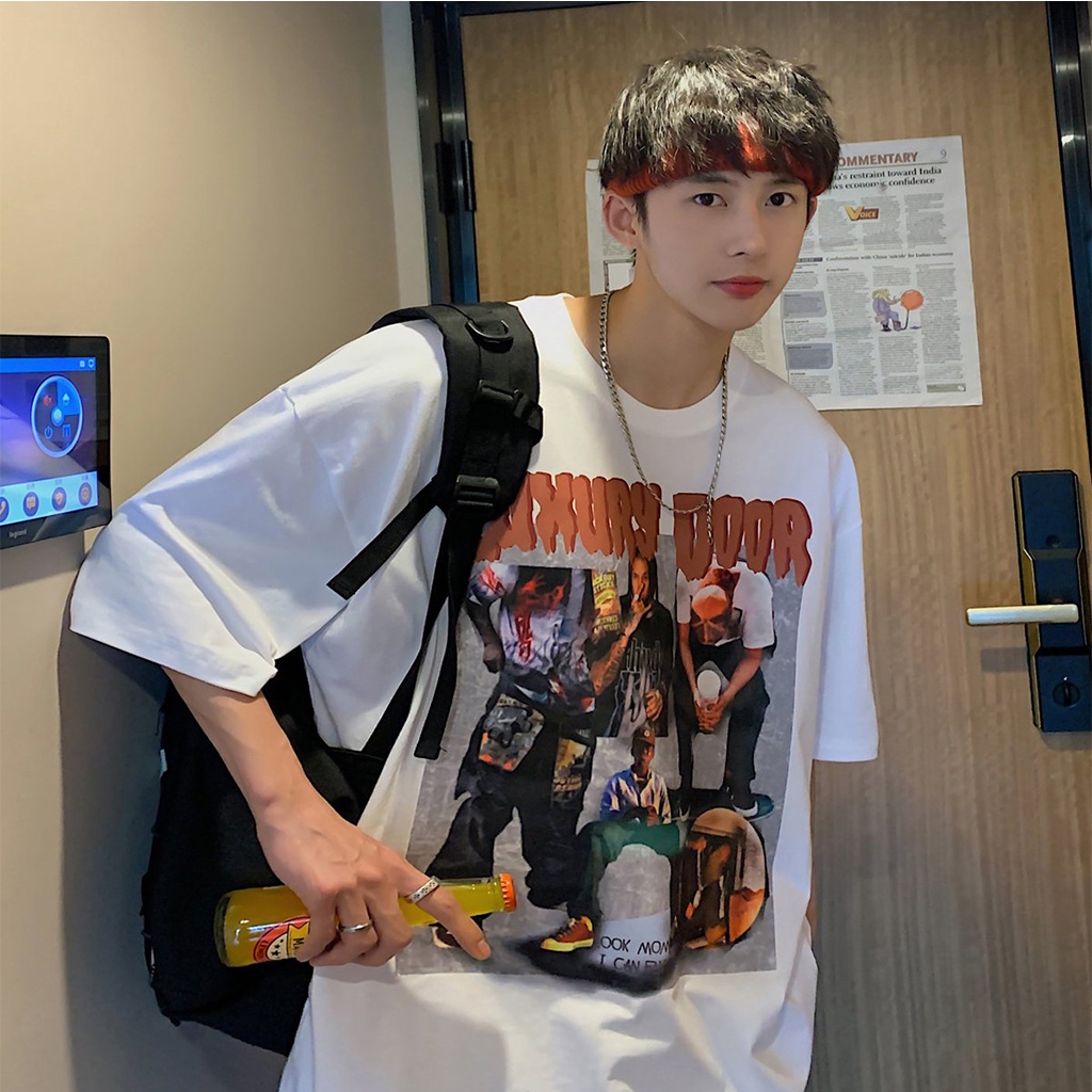 Áo Thun Nam UNKA FASHION Cổ Tròn Form Rộng Streetwear Áo Phông Nam Form Rộng Basic Cotton Oversize In AT06