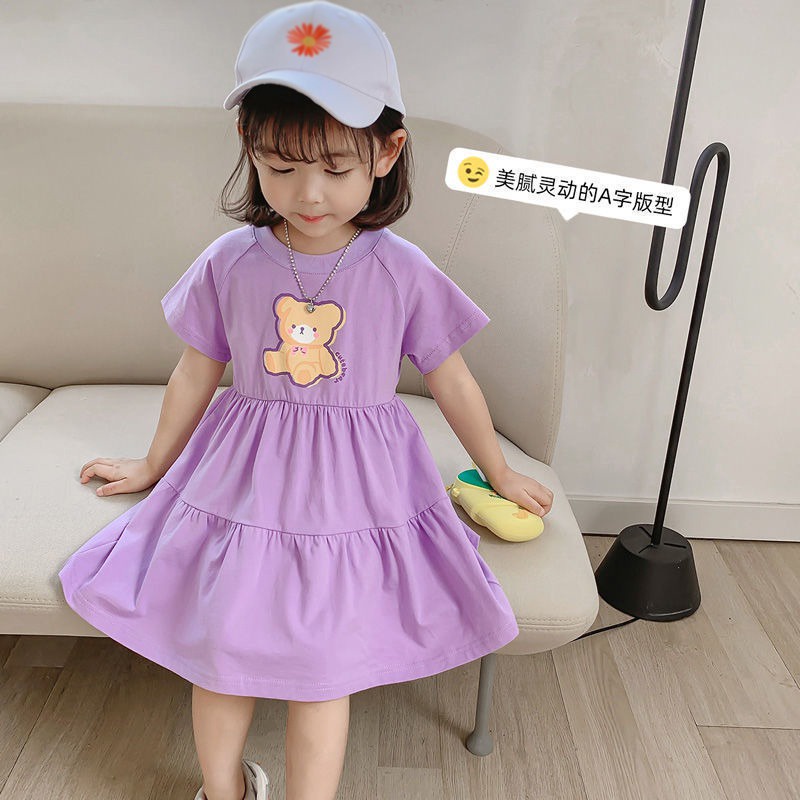 Đầm Thun Cotton Mùa Hè Phong Cách Mới Cho Bé Gái