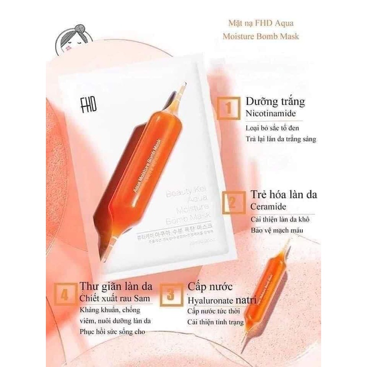 Mặt nạ giấy Beauty Kei Fermentation Sparkle Bomb Mask (màu Đỏ) - Dưỡng Ẩm, Trắng Da Hàn Quốc