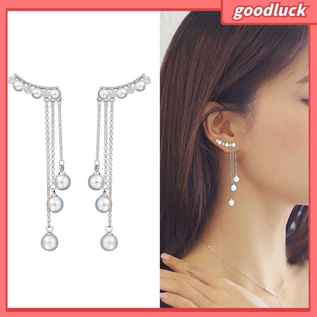Khuyên tai dáng dài đính ngọc trai thời trang