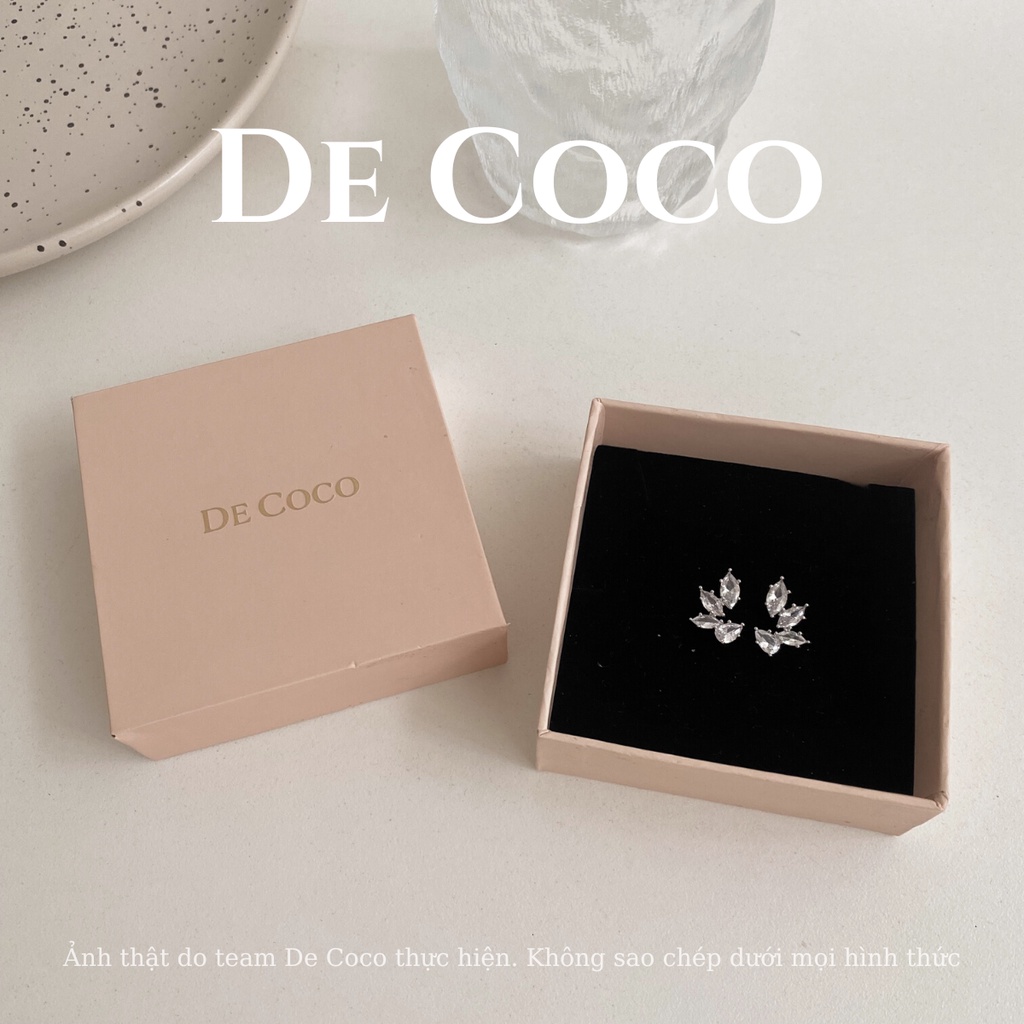 Khuyên tai nữ DECOCO ACC Mila cỏ 4 lá đính đá