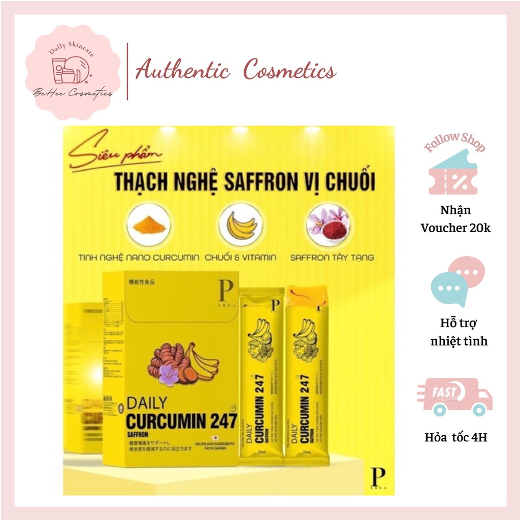 Thạch Nghệ NMN Đông Trùng Hạ Thảo Parea Nano Curcumin Cordyceps Japan - Full hộp 7 gói