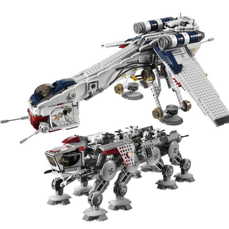 Đồ chơi Lắp ráp Mô hình King 81055 Star wars Republic Dropship With AT-OT Walker PHI THUYỀN VẬN TẢI THẢ TÀU ĐI BỘ AT-OT