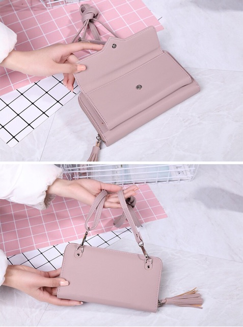 Ví cầm tay kiêm đeo chéo FY móc tua rua phong cách Hàn Quốc | BigBuy360 - bigbuy360.vn