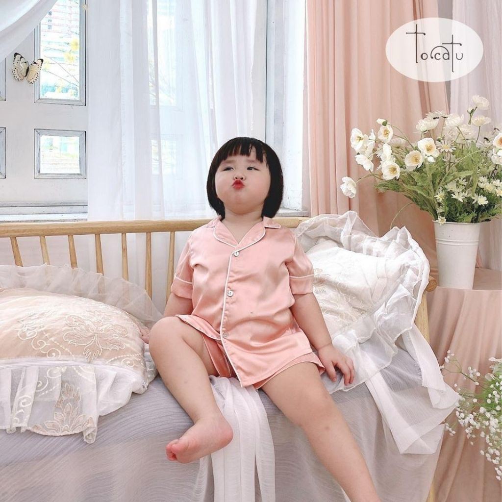 [HÀNG LOẠI 1]PIJAMA Lụa Cộc Tay Siêu Mềm Mại Và Thoải Mái Cho Bé Từ 6 Tháng Đến 10 Tuổi