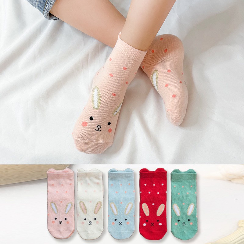 Set 5 đôi tất cho bé Hera Store chất cotton mềm mại thoáng khí họa tiết đáng yêu