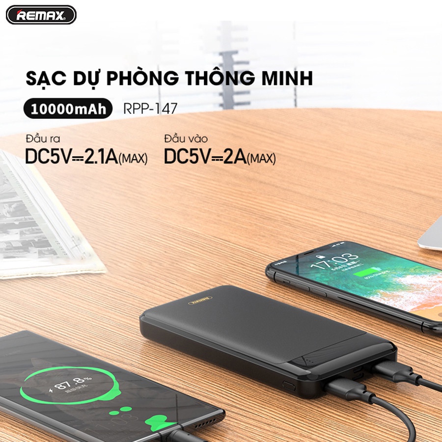 Sạc dự phòng xiaomi, Pin Sạc Dự Phòng 10000mAh REMAX RPP-147