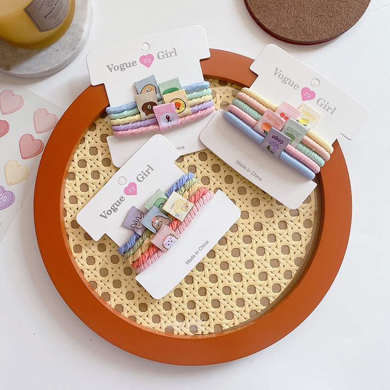 Set 5 dây buộc tóc cao su nhiều màu sắc đơn giản phong cách Hàn Quốc cho nữ