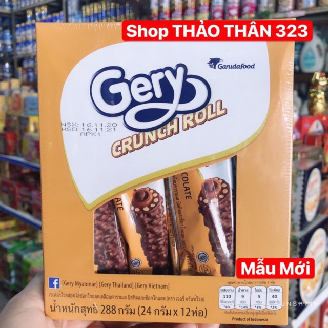 ❤SIÊU RẺ-Bánh Gery Crunch Roll Cuốn Sôcôla Indonesia 🇮🇩 Hộp 288g