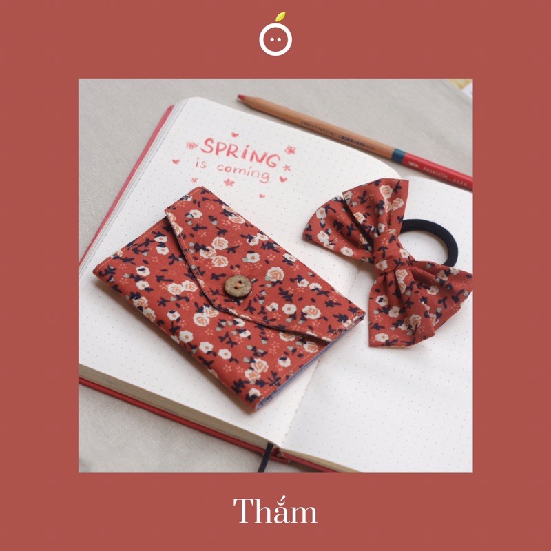 Ví Handmade "𝐓𝐡𝐚̆́𝐦" chất liệu Kate Thô Hàn/Họa tiết Hoa nhí/Phong cách Vintage/Nhỏ gọn, đựng được CMND, thẻ ATM