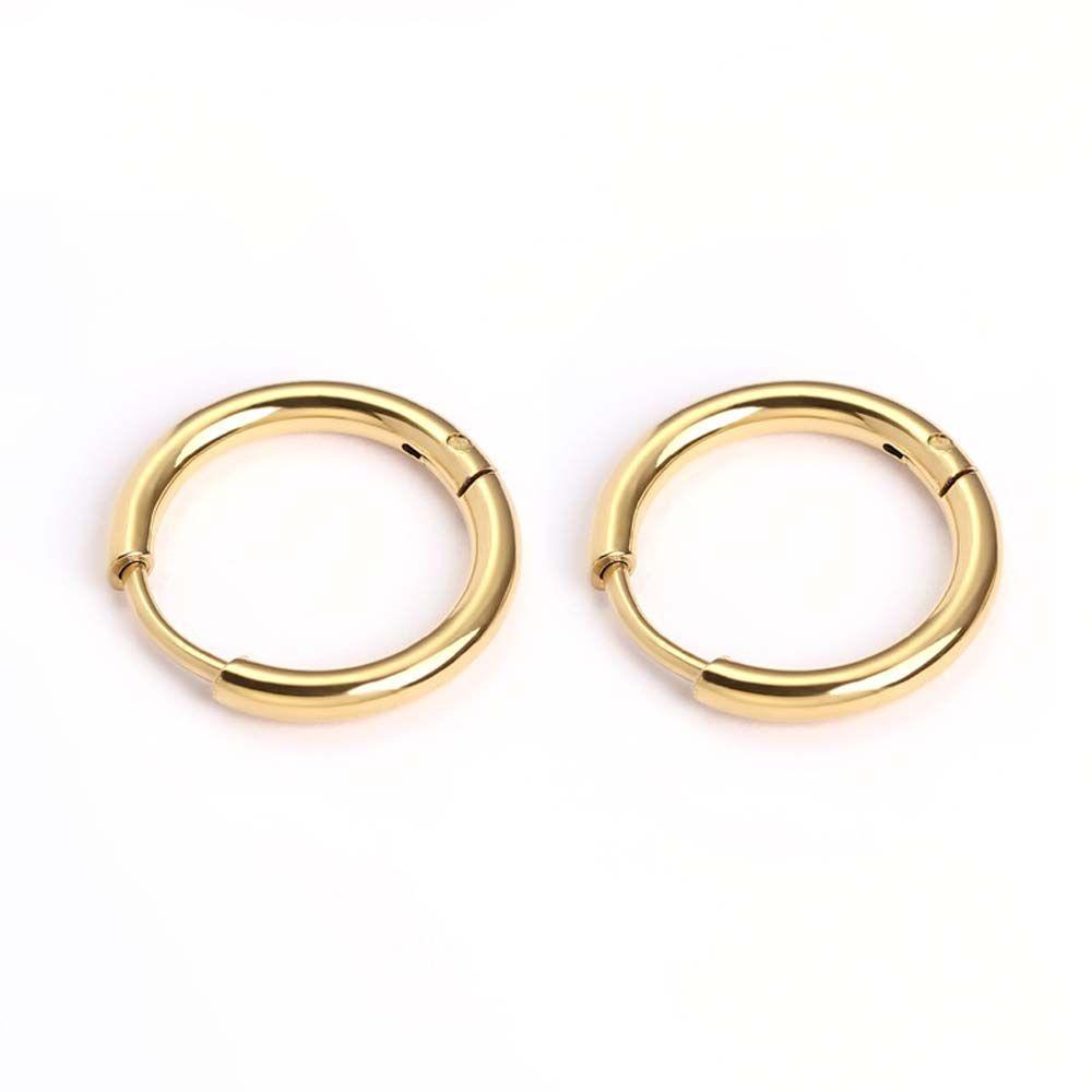LILYES 1 Đôi Bông Tai Thép Titan Màu Vàng / Đen Đơn Giản Cổ Điển Dành Cho Nam Nữ