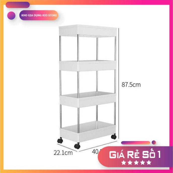 Kệ Để Đồ 4 Tầng Có Bánh Xe Cho Nhà Bếp Và Nhà Tắm - Gd298